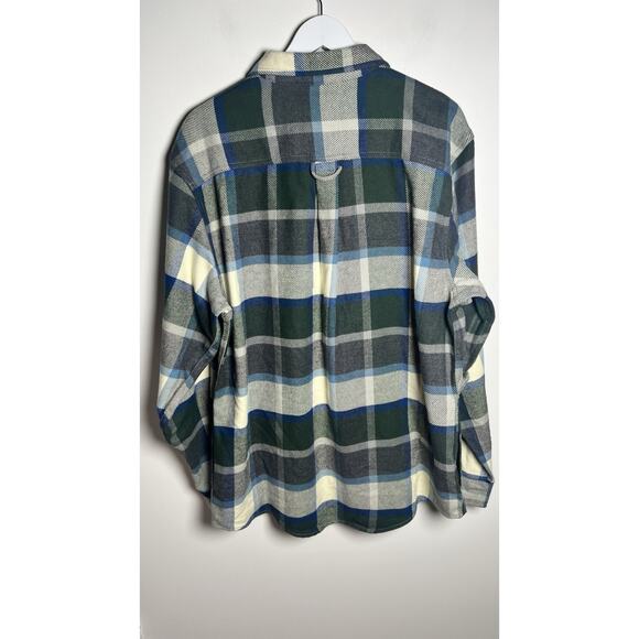 Orvis Heavyweight Flannel Shirt Shacket Pockets Green & Blue Plaid Size XL - Picture 2 of 12